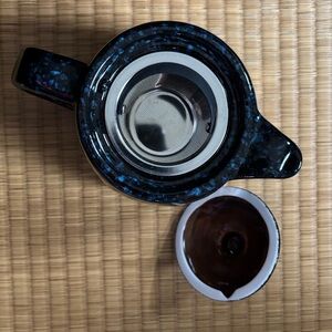 Elegant Dark Blue Ceramic Teapot